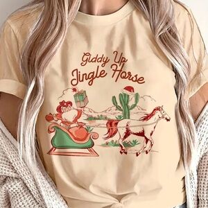 Giddy Up Jingle Horse Holiday Christmas Tee